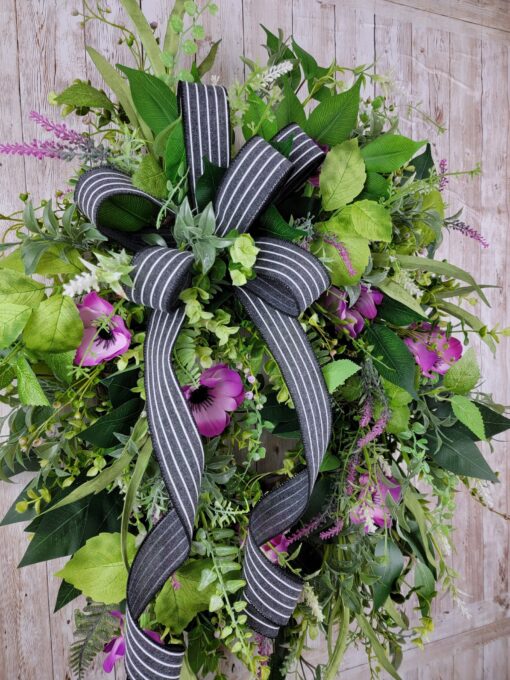 Summer's Embrace Purple Floral Wreath with Serene Charm - Image 3