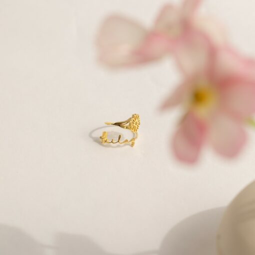Birth Flower Name Ring Personalized Floral Jewelry for a Timeless Statement - Image 3