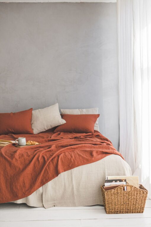 Organic Linen Bedspread Softened Heavyweight Linen Coverlet for a Luxurious Night's Sleep - Image 4