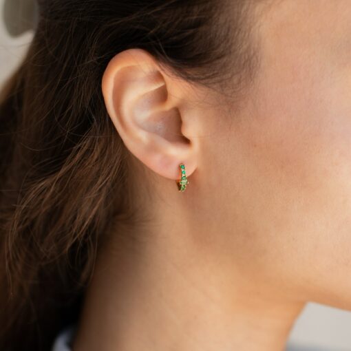 Emerald Elegance Caitlyn's Baguette Hoops for Everyday Glamour - Image 2