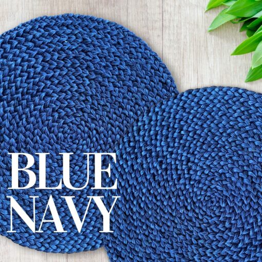 Handcrafted Blue Navy Straw Placemats Heat-Resistant, Hand-Braided Dining Table Protectors - Image 5
