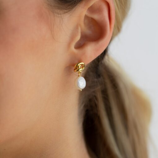 Knot Pearl Drop Earrings Timeless Elegance for Brides and Moms - Image 2