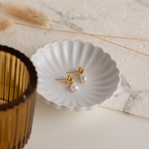 Knot Pearl Drop Earrings Timeless Elegance for Brides and Moms - Image 3