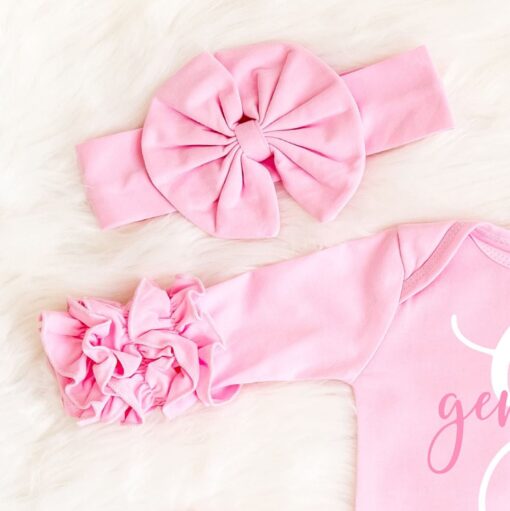 Personalized Baby Girl Coming Home Outfit Ruffled Romper, Custom Shower Gift, Newborn Layette - Image 3