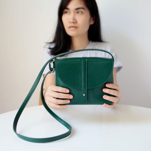 Forest Green Leather Crossbody Box Bag Timeless Style, Unmatched Versatility - Image 6