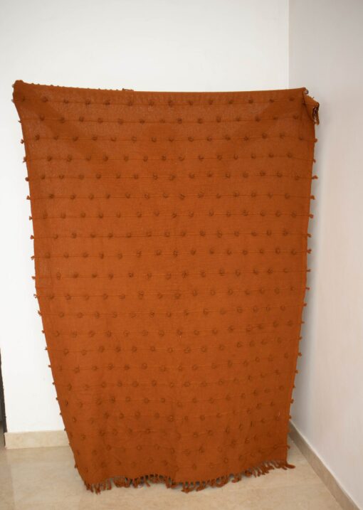 Cozy Rust Loops Handwoven Chunky Cotton Throw Blanket for Warmth and Style - Image 4