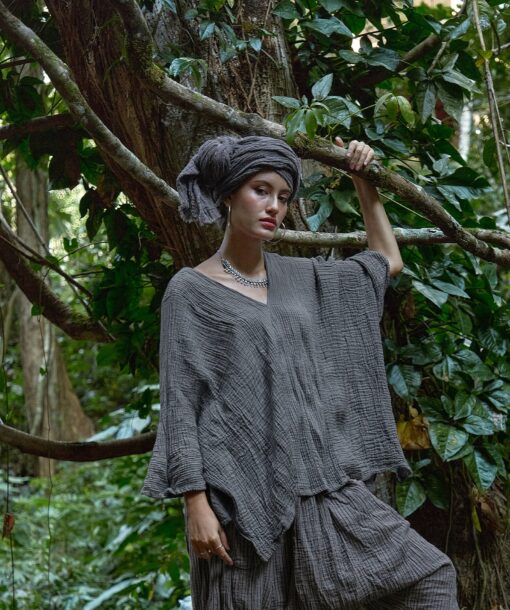 Breezy Bluish Gray Kaftan Elevate Your Summer Style with Comfort and Versatility - Image 6