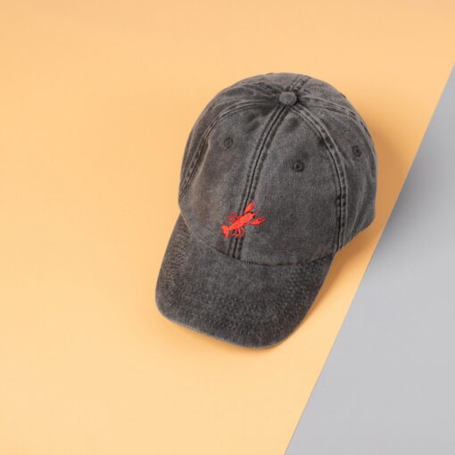 Embroidered Lobster Vintage Washed Baseball Cap Unisex Cotton Hat with Coastal Charm - Image 4
