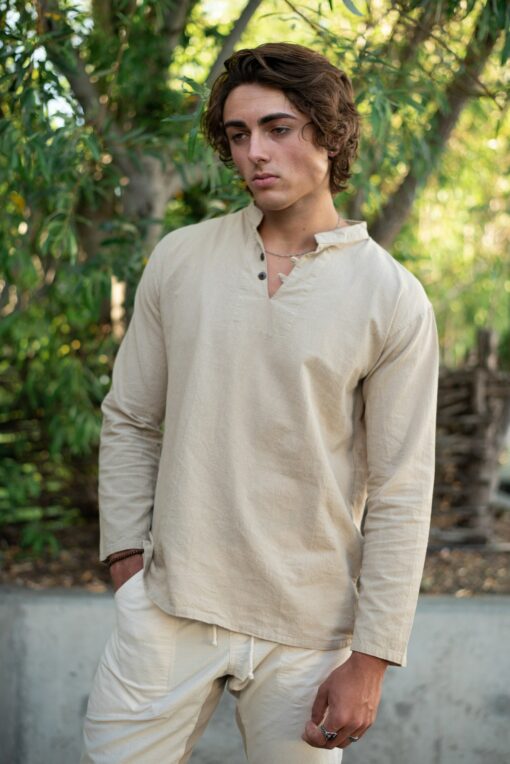 Unveiling the Epitome of Comfort and Style Men's Woven Long Sleeve - 100% Natural Cotton for Unrivaled Elegance and Durability - Image 4