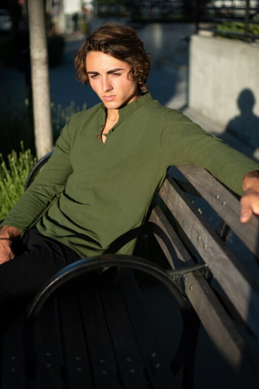 Unveiling the Epitome of Comfort and Style Men's Woven Long Sleeve - 100% Natural Cotton for Unrivaled Elegance and Durability - Image 3