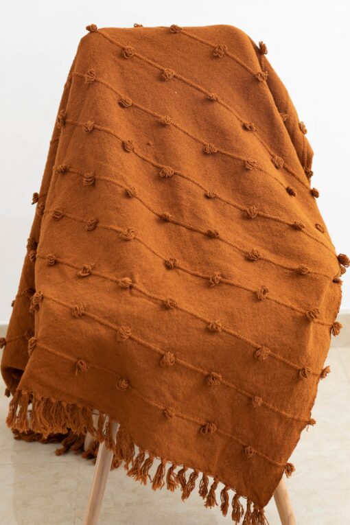 Cozy Rust Loops Handwoven Chunky Cotton Throw Blanket for Warmth and Style - Image 2