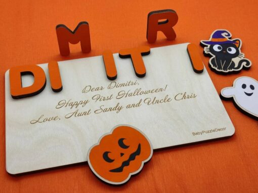 Personalized Wooden Name Puzzle for Halloween Spooky Fun for Little Trick-or-Treaters - Image 4