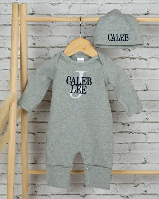 Welcome Home, Little Prince Monogrammed Footie for Newborn Photos and Baby Showers - Image 6