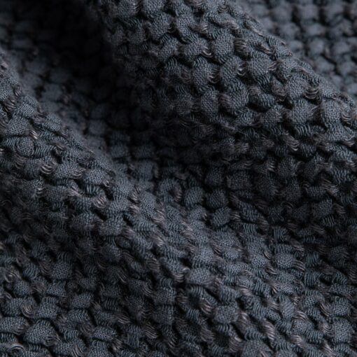 Cozy Haven Dark Gray Linen Throw with Waffle Weave - Image 2