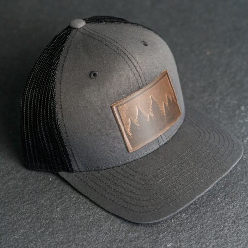 Pine Tree Ridgeline Trucker Hat Leather Patch, Hiking Apparel, Unisex Gift - Image 5