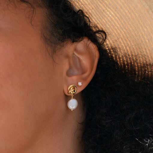 Knot Pearl Drop Earrings Timeless Elegance for Brides and Moms - Image 4