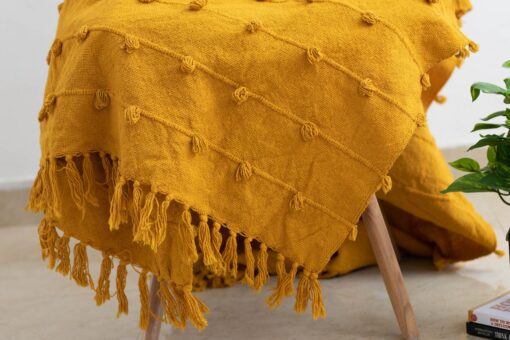Deep Green Handwoven Cotton Throw Blanket Embrace Nature's Cozy Embrace - Image 6