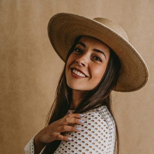 Premium Palm Straw Boater Hat Wide, Stiff Brim for Summer Weddings and Cottagecore Style - Image 5