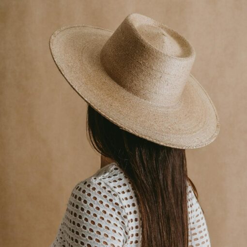 Premium Palm Straw Boater Hat Wide, Stiff Brim for Summer Weddings and Cottagecore Style - Image 6
