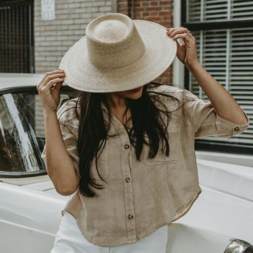 Palm Straw Boater Hat Wide-Brimmed Elegance for Weddings and Special Occasions - Image 3