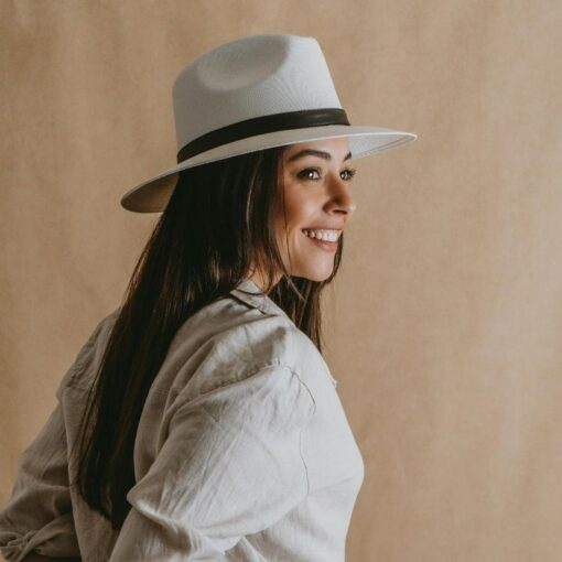 White Panama Straw Fedora The Perfect Summer Accessory for Women - Image 2