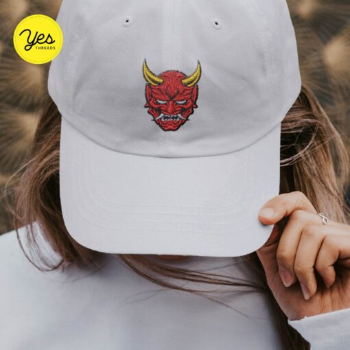 Embroidered Hannya Mask Baseball Cap Unleash Your Inner Demon with Style - Image 2