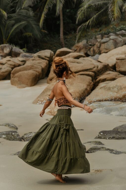 Keela Maxi Skirt Sustainable Style with Pockets in Vibrant Rust - Image 2