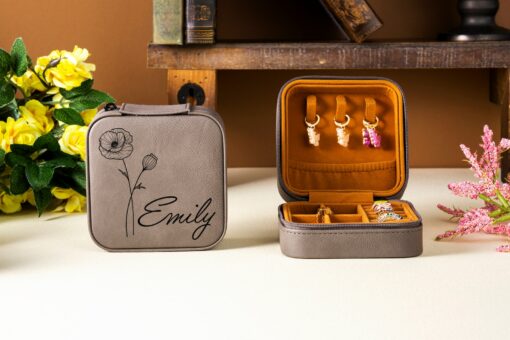 Birth Flower Jewelry Travel Case A Timeless Keepsake for Your Precious Treasures - Image 3