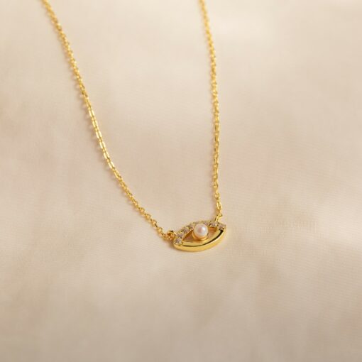 Pave Diamond Evil Eye Charm Necklace A Shimmering Talisman for Protection and Style - Image 2