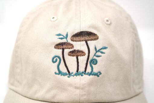 Embroidered Mushroom Family Baseball Cap Washed Cotton, Curved Brim, Summer Hat - Image 4
