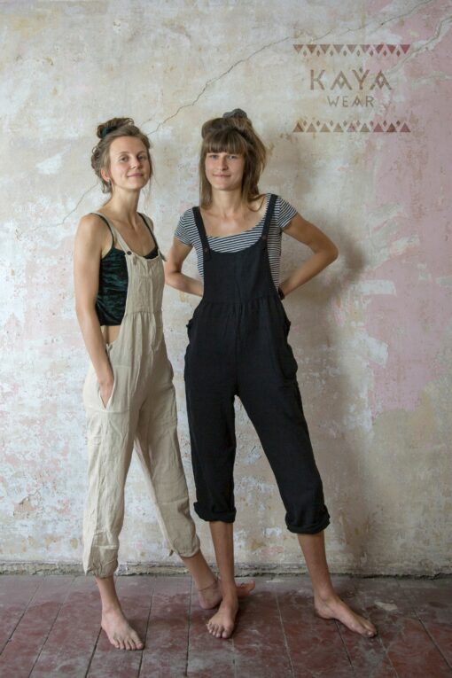 Bohemian Handmade Dungarees Jumpsuit A Symphony of Colors (Black, Rust, Red, Curry, Blue, Gray) - Image 5