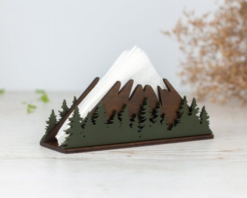 Rustic Mountainscape Wooden Napkin Holder Elevate Your Tabletop with Nature's Charm - Image 5