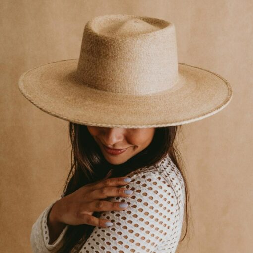 Premium Palm Straw Boater Hat Wide, Stiff Brim for Summer Weddings and Cottagecore Style - Image 3