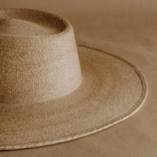 Premium Palm Straw Boater Hat Wide, Stiff Brim for Summer Weddings and Cottagecore Style - Image 2