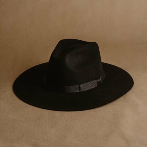 Timeless Elegance Black Fedora Hat for Women with a Wide Brim - Image 3