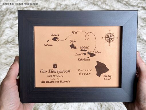 Personalized Leather Anniversary Gift Capture Your Honeymoon Memories with Our Custom Map Keepsake - Image 4