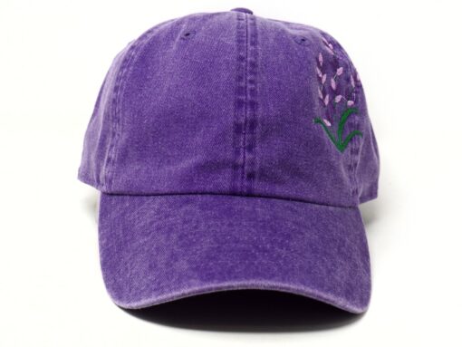 Embroidered Lavender Baseball Cap Purple Blue Floral Washed Cotton Summer Hat - Image 3