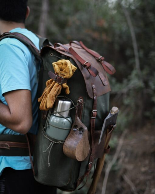 Genuine Leather and Waxed Canvas Backpack Your Rugged Companion for Adventure - Image 6