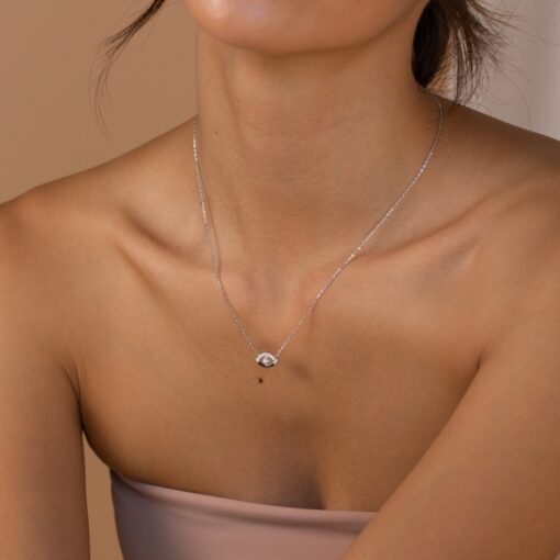 Pave Diamond Evil Eye Charm Necklace A Shimmering Talisman for Protection and Style - Image 5