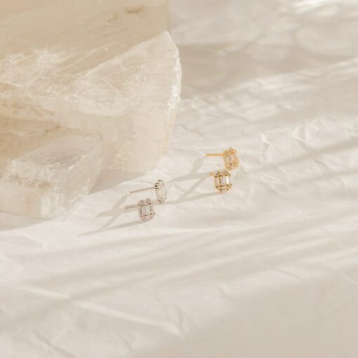 Art Deco Diamond Stud Earrings Timeless Elegance for the Modern Bride (ER242) - Image 3