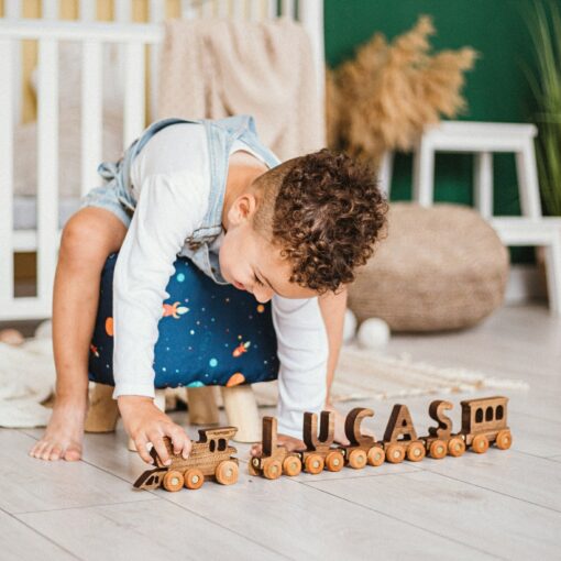 Personalized Wooden Train Name Puzzle Magnet Eco-Friendly Sensory Toy for Toddlers, Unique Christmas Decoration, Custom Baby Boy Gift - Image 4