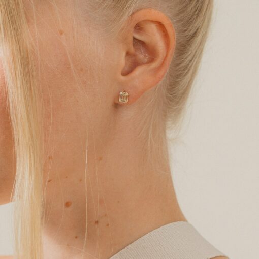Art Deco Diamond Stud Earrings Timeless Elegance for the Modern Bride (ER242) - Image 2