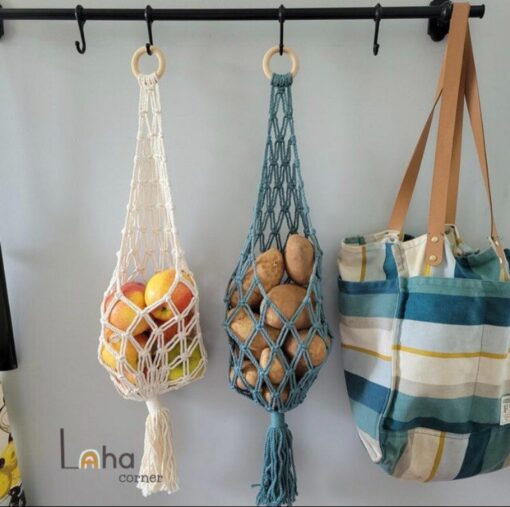 Macrame Potato Tomato Bag Hang Your Fruits and Veggies in Style - Image 2