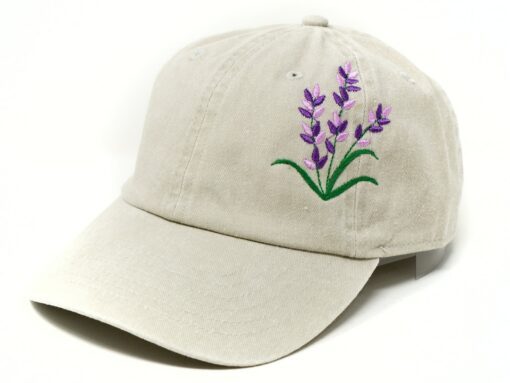 Embroidered Lavender Baseball Cap Purple Blue Floral Washed Cotton Summer Hat - Image 5