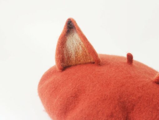 Enchanting Fox Beret Handmade Wool Felted Beret with Playful Fox Ears - Image 4