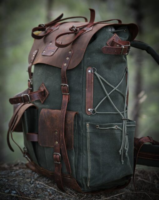 Bushcraft Backpack Canvas-Leather Adventure Companion for Hikers and Campers - Image 4