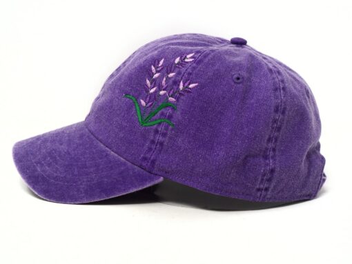 Embroidered Lavender Baseball Cap Purple Blue Floral Washed Cotton Summer Hat - Image 2