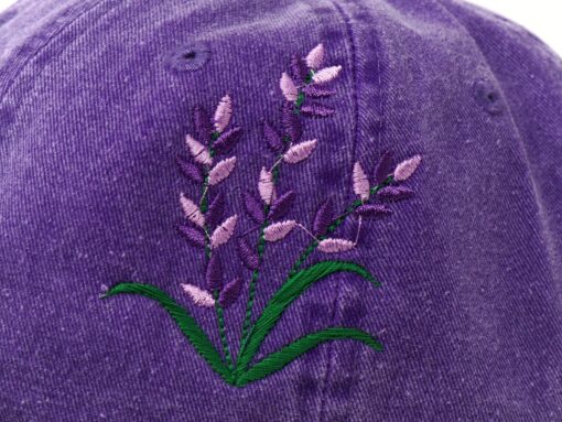 Embroidered Lavender Baseball Cap Purple Blue Floral Washed Cotton Summer Hat - Image 4