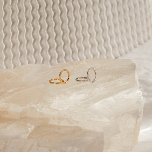 Pav? Cartilage Mini Hoops Shimmering Diamonds in a Delicate Embrace - Image 5
