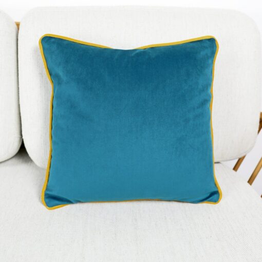 Luxurious Velvet Scatter Cushion Covers A Symphony of Teal, Kingfisher, and Contrasting Piping - Image 5